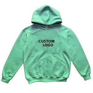 Sudadera con Capucha y Cremallera Completa para Hombre, de Algodón 100%, Impermeable, de Gran Calidad, Ajuste Holgado, con Estampado Puff, para Invierno - Product Image 5