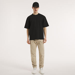 T-shirt uni 100% coton surdimensionné pour hommes, épaules tombantes, Logo personnalisé, Streetwear, mode, coupe ample, col rond, t-shirts de couleur unie vierge - Product Image 5