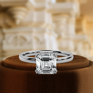 Bague de fiançailles et de mariage classique en or jaune 14 carats massif, taille Asscher 1,5 carat, certifiée IGI, 12 griffes, cadeau de fête - Product Image 5