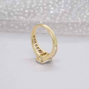 Emerald Cut Lab Grown <b>Diamond</b> <b>Ring</b> with Baguette Side Stones-IGI Certified - Product Image 4