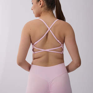 Conjunto ligero de talla grande para mujer, 2 piezas, gimnasio, Fitness, Yoga, con logotipo frontal sólido, Sujetador deportivo de entrenamiento y mallas de cintura - Product Image 4