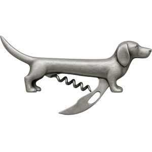 Abridor de Dachshund de aluminio escultórico con cuchillo plegable y sacacorchos hecho a mano en la India por WB Inc - Product Image 1