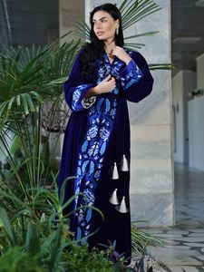 New Trendy <b>Dresses</b> Handmade Embroidered <b>Long</b> Sleeve Floor Length <b>Party</b> Wear Casual <b>Long</b> <b>Dress</b> With Belt - Product Image 3