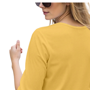 Women Yellow Three Quarter Sleeve Solid Knitted <b>T</b> <b>Shirt</b> Casual Neck Soft Stretch Loose Top Everyday Summer Fashion Clothing XS - Product Image 4