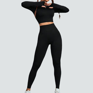 Trendin 'Custom Private Label Taille élastique Ensemble de yoga pour femmes Impression entièrement personnalisée Ensemble de yoga pour femmes de couleur unie - Product Image 4