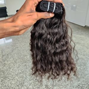 Cuticule Alignée Cheveux Humains Vierges Non Transformés Naturels Soyeux Noir Couleur Double Trame Bouclés Bundles de Cheveux Humains Indiens - Product Image 3