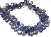 Perles de pierres précieuses en Iolite bleue, forme poire, 8-10 mm, qualité supérieure, naturelles, facettées, translucides, brin de 7 pouces, 90 carats, prix d'usine