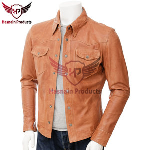 เสื้อหนังผู้ชายสีแทนระดับพรีเมียมที่ทําด้วยมือ ปรับแต่งได้ สไตล์โดดเด่น ความสบายสุดหรู เหมาะสําหรับผู้ชื่นชอบแฟชั่น - Product Image 6