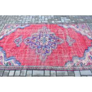 พรมตุรกี ขนาด 4.6x7.9 ฟุต พรมวินเทจ พรมขนสัตว์ลายจุดสีแดง - Product Image 3