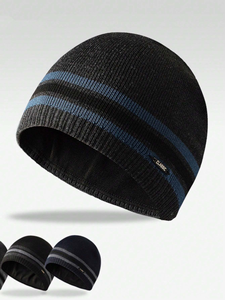 Gorro de invierno tejido en Jacquard con logotipo personalizado y puños de punto cálidos accesorios de invierno - Product Image 4
