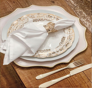 Rond de serviette à motif floral en relief doré, design classique, salle à manger élégante, look vintage, luxe, disponible au prix de gros. - Product Image 5