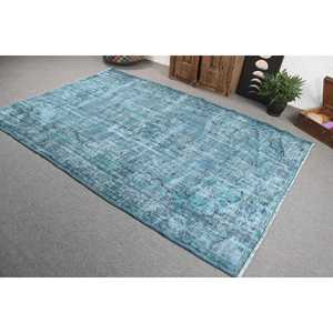 Alfombra Vintage de 5.9x8.9 pies (179x270 cm), Alfombra Turca con Borde Azul - Product Image 4