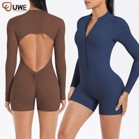 Combinaisons de yoga une pièce dos nu pour femmes Combinaisons de yoga à fermeture éclair Gym Workout Sports Yoga Jumpsuits for Women