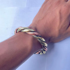 Handmade mix copper and brass <b>bracelet</b> cuff - unisex - healing gift - wellness - spiritual - Product Image 1