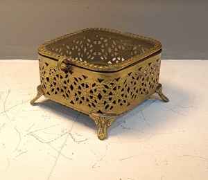 Customized Size Brass Border Glass Storage Box for Jewelry Ring and Earring <b>Keepsakes</b> Organized <b>Wedding</b> Decoration and Gifts - Product Image 1