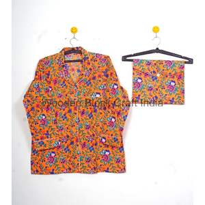 Femmes confortable été coton col en v col tournant pyjama ensemble bloc imprimé Floral Shorts vêtements de nuit vêtements de nuit 3 pièces ensemble - Product Image 2