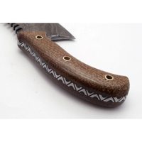 Pisau Dapur Baja Damaskus Buatan Tangan Burraq Kelas Industri, Pisau Multifungsi Motif Putar, Sarung Kulit, 10-inci 2mm