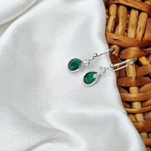 925 Sterling Silver Women's Daily Wear Drop <b>Earrings</b> Cute Vintage Ball Design with Emerald <b>Diamond</b> <b>Pearl</b> for Anniversary Gift - Product Image 3