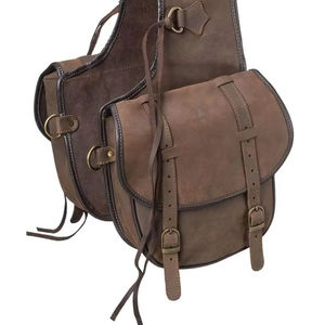 Superventas de alta calidad de cuero genuino Western Trail Tooling Carving Horse Saddle Bag - Product Image 1