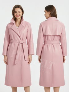 Vêtements d'extérieur élégants et tendance en gros, manteaux en cuir sur mesure jusqu'aux genoux, couleur et taille personnalisées, broderie, nom de marque, manteau en cuir - Product Image 5