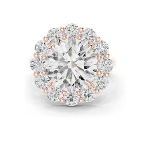 Bague halo en diamant de laboratoire rond brillant de 6,58 carats pour femmes, clarté VVS-VS EF, or 18 carats, 14 carats, 10 carats et argent 925, rose - Product Image 2