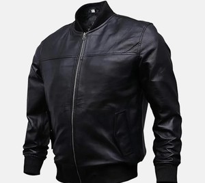 Chaqueta Bomber Negra para Hombre, Chaqueta Universitaria Informal de Béisbol, Piel de Cordero Suave, Corte Entallado, Ropa de Abrigo de Invierno Transpirable - Product Image 1