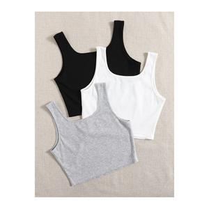 Blusa da donna con Top Crop a triplo pacchetto nero-bianco-grigio - Product Image 4