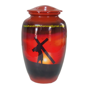 Urnas antiguas de cremación de aluminio Urnas funerarias de alta calidad con acabado brillante pintado Diseñado fabricado por adultos HHO - Product Image 3