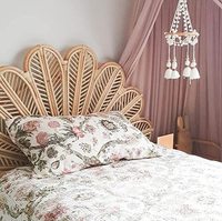 Cabecero de mimbre hecho a mano con diseño floral, de pavo real, hecho a mano, muebles de dormitorio principal de mimbre de Vietnam
