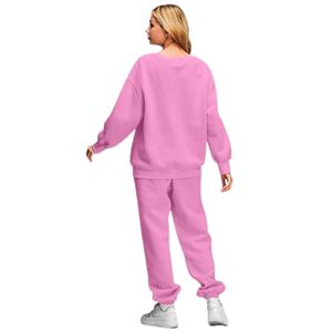 Pantalones de chándal holgados de 2 piezas de alta calidad y sudadera de gran tamaño para mujer Trajes de Salón de Otoño/Invierno con bolsillos de diseño tejido - Product Image 4