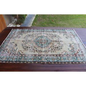 Tapis turc vintage 5,1x7,8 pieds, tapis oriental bleu en laine - Product Image 3