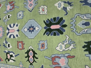 Blanc vert taille 6x9 pieds Zone tapis en laine fine noué à la main turc avec motif abstrait pour salon ou salle à manger n'importe quelle pièce - Product Image 2