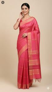 Sari de Seda Tussar Multicolor, Premium y Elegante para Mujer, con Exquisita Artesanía Tradicional de la India - Product Image 3