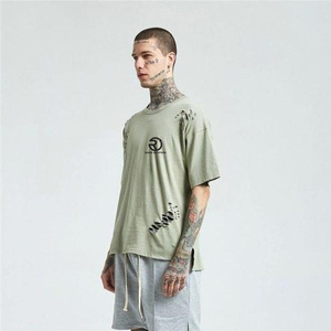 Venta al por mayor de peso pesado Camiseta en blanco Oversize Distress Camiseta Unisex Box T shirt Custom Distressed Oversized Men T Shirts - Product Image 5