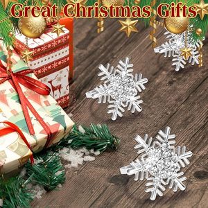 Servilletero de plata alemana de lujo con copos de nieve, servilletero de diamantes de imitación con copos de nieve de Navidad para bodas, fiestas para Decoración de mesa - Product Image 5