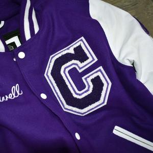 Blouson Bomber Unisexe de Qualité Luxe, Corps en Laine, Manches en Cuir, Patch en Chenille avec Lettres, Toile, Vente Chaude, Joueur de Baseball, Hiver - Product Image 4