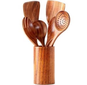 Cuillères de cuisson en bois de manguier avec surface lisse et tailles personnalisées Ensemble de cuillères en bois d'acacia avec polissage sans danger pour les aliments pour un usage quotidien en cuisine - Product Image 4