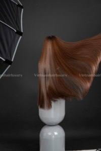 Peluca de cabello virgen vietnamita marrón con encaje frontal HD, cutícula alineada, extensiones de cabello múltiples - Product Image 4