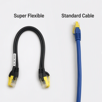 Kabel Ethernet Cat6a Super Fleksibel 10Gbps 26/28AWG Tembaga Murni RJ45 Patch Cord Kabel LAN Jaringan untuk Pusat Data & Server