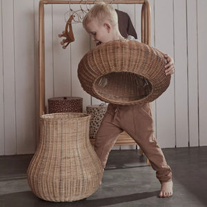 Panier à linge artisanal pour enfants, panier à linge, conteneur, décoration de chambre d'enfant, paniers en rotin naturel en forme de champignon - Product Image 2