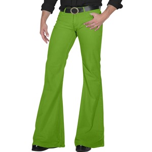 Pantalon évasé rétro disco pour hommes Pantalon vintage extensible coupe ajustée Pantalon pour hommes en sergé à boutons confortable de couleur unie - Product Image 1