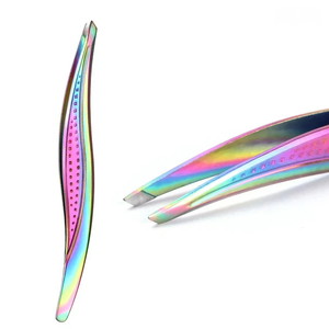 Pinzas de Cejas de Titanio de Alta Calidad, Color Titanio, Acero Inoxidable, Punta Inclinada, 3.75 Pulgadas - Product Image 2