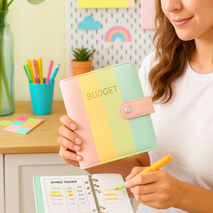 Agenda con Raccoglitore <span class=keywords><strong>a</strong></span> Spirale LABON con <span class=keywords><strong>Righe</strong></span> Pastello Arcobaleno, Copertina in PU Colorata, Organizzatore Finanziario per Principianti nel Budgeting - Product Image 5