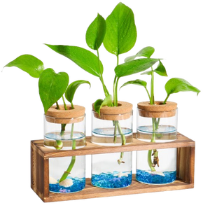 2025 Latest Design Hydroponics Flower <b>Vase</b> Wooden with Metal Stand Wholesale Price Luxury Iron <b>Vase</b> Plant Wedding Decor - Product Image 5