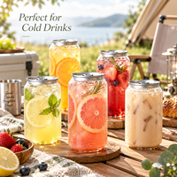 Boîtes de boissons en PET transparentes avec couvercle, logo personnalisé, bocaux en plastique pour emballages de café froid et de jus de fruits