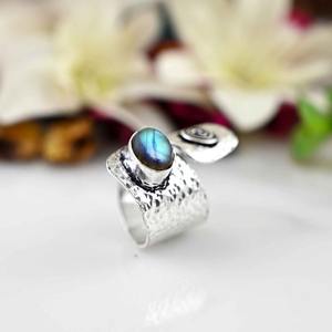 Trending 925 Sterling <b>Silver</b> Labradorite Gemstone Ring Jewelry Handmade <b>Silver</b> Boho Style Ring Jewelry for Women Gift for Girls - Product Image 3