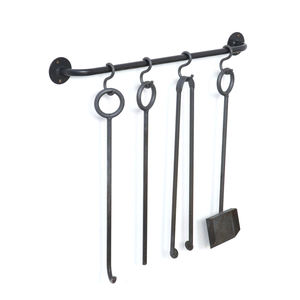 Heavy-Duty Wrought Iron Fireplace <b>Tool</b> Set Modern Black Wall-Mounted <b>Fire</b> Poker Shovel Tongs Indoor Outdoor Stand Heavy-Duty - Product Image 1