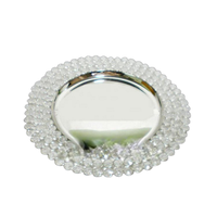 Plaque de chargeur en cristal à prix abordable, plaque de chargeur fantaisie plaquée argent et plat à acheter auprès d'un fournisseur indien