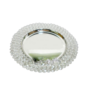 Placa de cargador de cristal de diamantes de imitación, placa de cargador plateada de lujo y plato, compra del proveedor indio, precio barato - Product Image 1