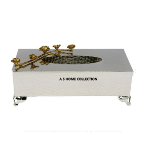 Fleur en laiton de qualité supérieure en métal de table boîte à mouchoirs indien fantaisie brillant poli porte-mouchoirs fait à la main haut boîte à serviettes en métal - Product Image 1